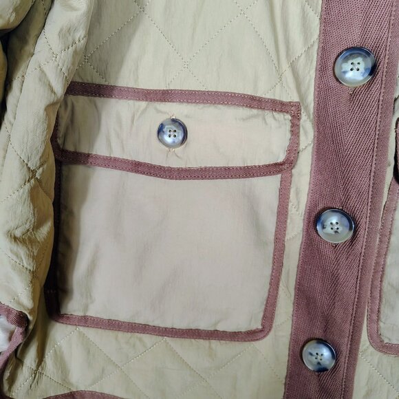 Loft Field Jacket Women's Small Camel Quilted Hi-Low Button Front Outdoor Preppy - Picture 6 of 12